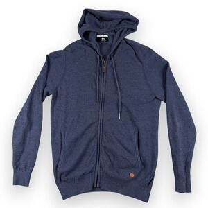 La Martina Full Zip Hoodie Mens L Blue Pima Cotton Knit Sweater Buenos Aires